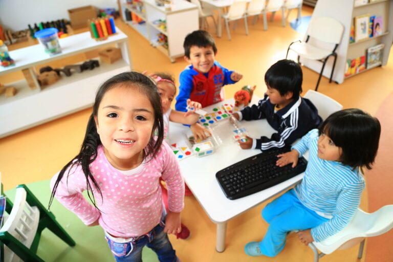 A group of young children playing at an early childhood center