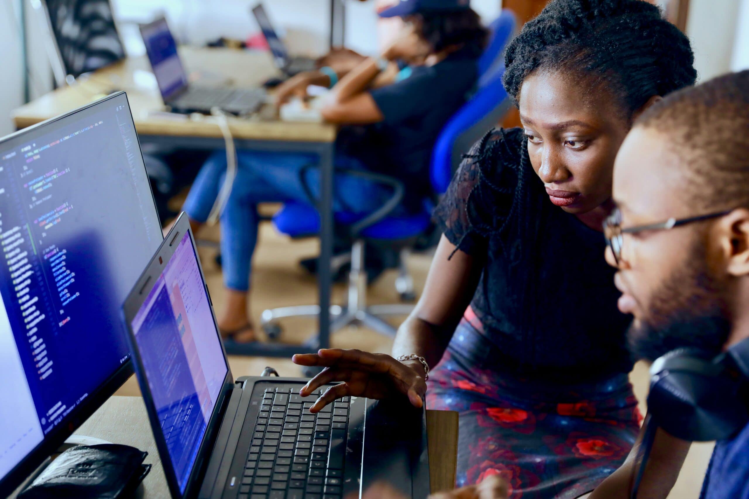 Young workers building technical and transferable skills in a digital training environment